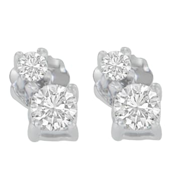 14K White Gold 1/2ctw Round Cut Diamond Earrings
