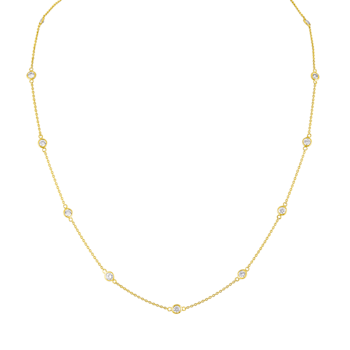 1.10ctw Diamond 14K Yellow Gold Station Necklace