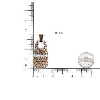 Sterling Silver Brown Enamel 1ctw Multi-color Diamond and
Multi-colorSapphire 18" Pendant w\chain