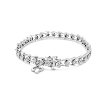 Sterling Silver 1/2 Cttw Diamond Double Swoosh Milgrain Style Tennis
Bracelet (I-J, I3) - 7.75"