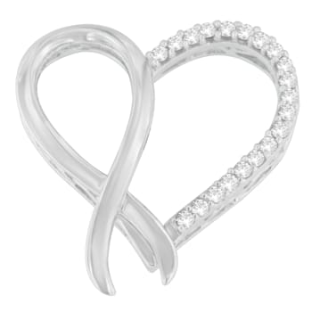 Sterling Silver 1/4ctw Round Diamond Ribbon and Heart Accent Pendant
w\chain(H-I, I2-I3)