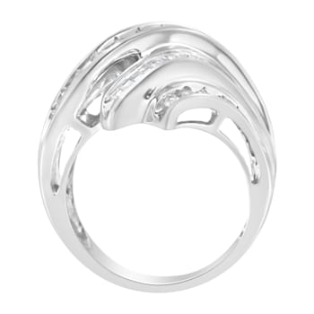 10K White Gold Round and Baguette Cut Diamond Channel Ring (3/4 Cttw,
H-I Color, SI2-I1 Clarity)