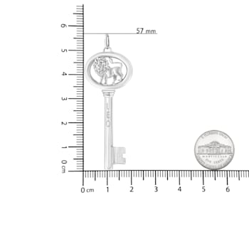 .925 Sterling Silver Diamond Accent Zodiac Key Pendant Necklace