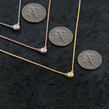0.10ctw Diamond Bezel Set Solitaire 10K Yellow Gold Necklace (H-I, SI2-I1)