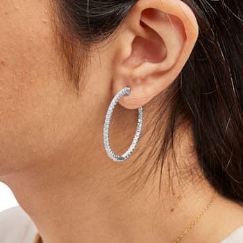 14K White Gold 1 1/2 Cttw Lab Grown Diamond Inside Out Hoop Earrings
(G-H Color, VS2-SI1 Clarity)