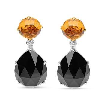 18K Two-tone Round Citrine and Pear Onyx Gemstone with Diamond Accent
Teardrop Dangle Earrings