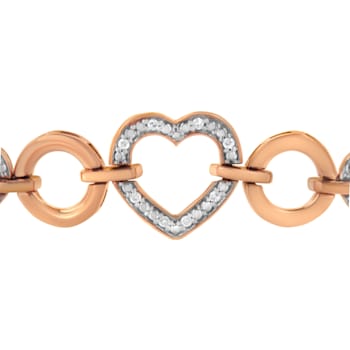14K Rose Gold Plated Sterling Silver Diamond Accent Link Adjustable
6”-10” Bolo Bracelet (I-J, I3)