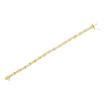 10K Yellow Gold Over Sterling Silver .25ctw Diamond 4 Leaf Clover Link
Tennis Bracelet