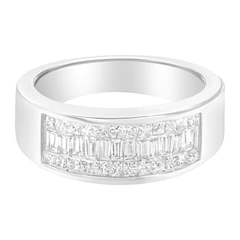 14K White Gold Princess and Baguette-cut Diamond Ring (1.0 Cttw, H-I
Color, VS2-SI1 Clarity)
