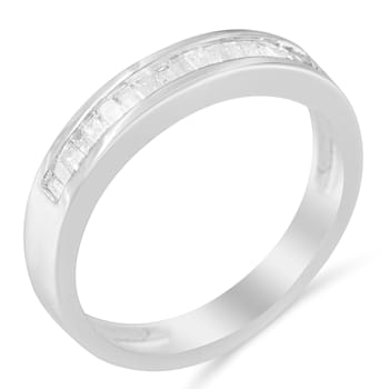 Sterling Silver 1/3ctw Baguette Cut Diamond Channel Set Wedding Ring
(H-I Color, I1-I2 Clarity)