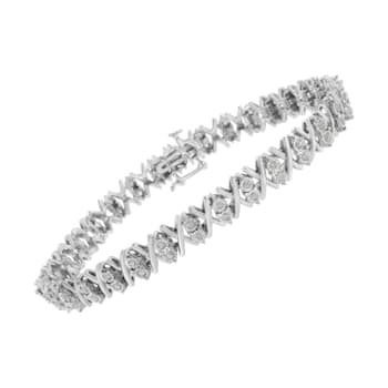 Sterling Silver 1.0ctw Diamond Miracle-Set X-Link 7" Tennis Bracelet