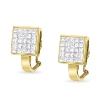 14K Yellow Gold 3-1/5ctw Princess Cut Diamond Square Invisible Set
Huggie Earrings