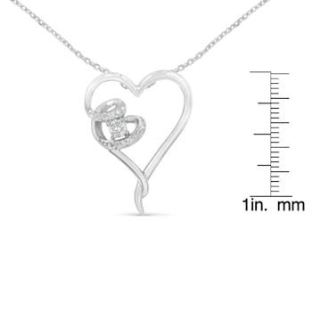 Sterling Silver 1/10ctw Diamond Heart Pendant w\chain (H-I, I1-I2)