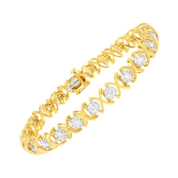 10K Yellow Gold Over Sterling Silver 2.0ctw Diamond "XOXO" Bracelet