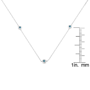 Sterling Silver Treated Blue Color Diamond Station Necklace (1/2 cttw,
Blue Color, I2-I3 Clarity)