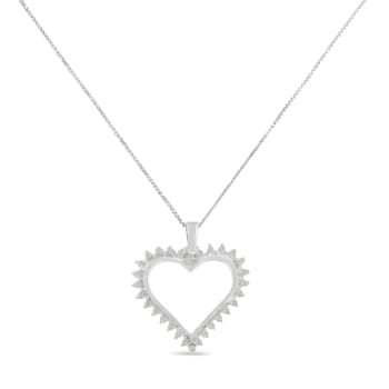 0.25ctw Diamond Open Heart Sterling Silver Necklace