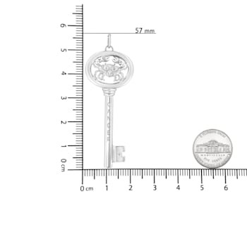 .925 Sterling Silver Diamond Accent Zodiac Key Pendant Necklace