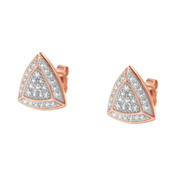 14K Rose Gold Over Sterling Silver Diamond-Accented Trillion 4-Stone
Halo-Style Stud Earrings