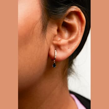 10K Yellow Gold Pear Blue Sapphire and 1/10ctw Diamond Drop and Dangle
Huggy Hoop Earrings