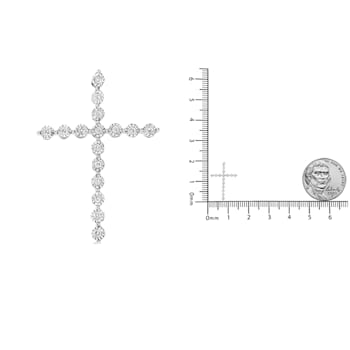 0.16ctw Diamond Cross Sterling Silver Pendant with Chain