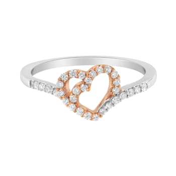 10K Two Toned Gold Diamond Heart Cocktail Ring (1/5ctw, H-I Color, I1-I2 Clarity)