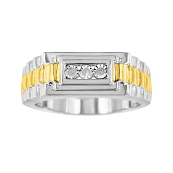 10K Yellow Gold Over Sterling Silver Diamond 3 Stone Men's Ring (I-J
Color, I2-I3 Clarity)