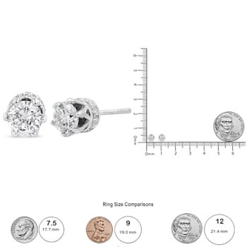 2.00ctw Round 14K White Gold Prong-Set Diamond Crown Stud Earring
