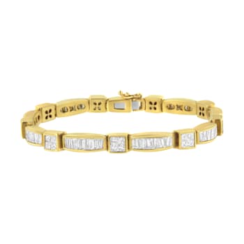 14K Yellow Gold 7.33ctw Multi--Cut Diamond Box Square Link Bracelet