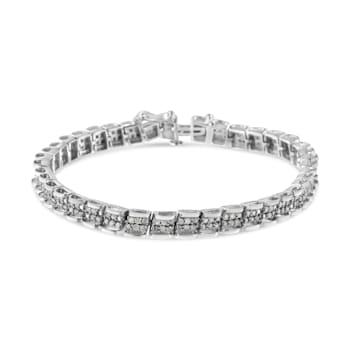 Sterling Silver 2ct TDW Rose-Cut Diamond Link Bracelet (I-J, I3-Promo) - 7"