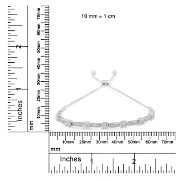 Sterling Silver 1/4 Cttw Diamond 4”-10” Adjustable Bolo Bracelet (I-J, I3)