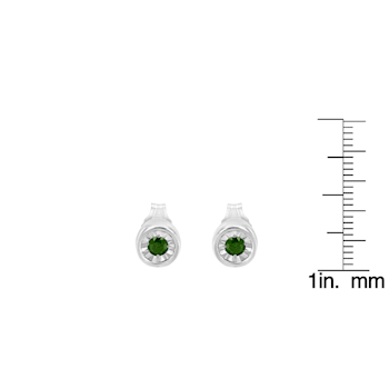 Sterling Silver 1/5ctw Round Brilliant-Cut Green Diamond Miracle-Set
Stud Earrings