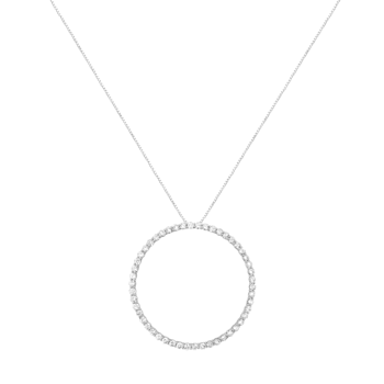 Sterling Silver 4ctw Round-Cut Diamond Open Circle Hoop Necklace (J-K
Color, I1-I2 Clarity)