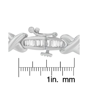 14K White Gold 2.0ctw Baguette-Cut Diamond X-Link Bracelet