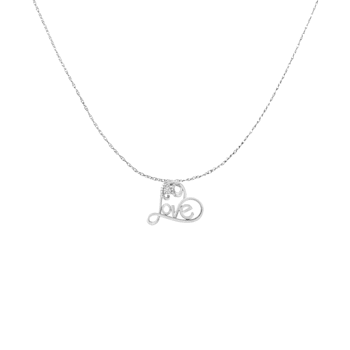 Sterling Silver 1/10ctw Round Diamond Accent Open Heart with Love
18" Pendant w\chain