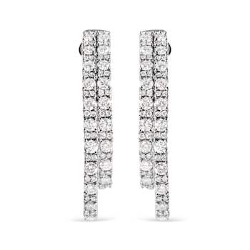 14K White Gold 4.0ctw Diamond Asymmetrical Inside Out Double-Hoop Earrings