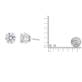 14K White Gold 1 1/2ctw Lab Grown Diamond Solitaire Stud Earrings with Screwbacks
