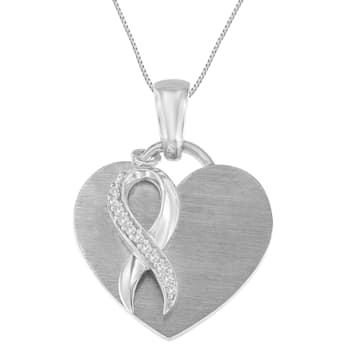 Sterling Silver 1/10ctw Diamond Heart Pendant w\chain (H-I, I1-I2)