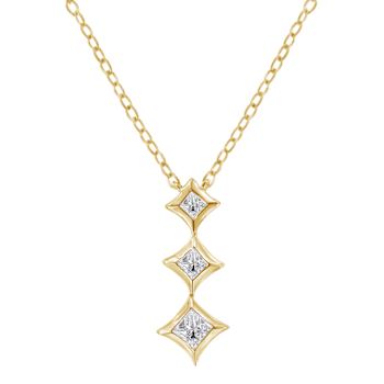 10K Yellow Gold 1/5ctw Princess Cut Diamond 3 Stone 18" Pendant
Chain(H-I Color, SI2-I1 Clarity)