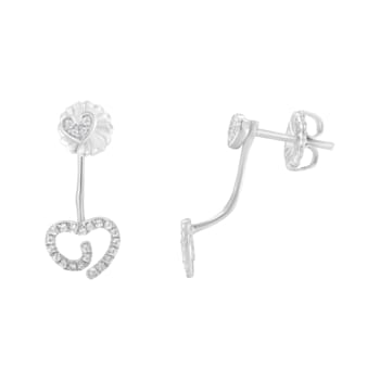 .925 Sterling Silver 1/4 Cttw Diamond Swirl Heart Front/Back Earrings
(I-J Color, I2-I3 Clarity)