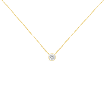 10K Yellow Gold 1/2ct Round Diamond Modern Bezel-Set Solitaire Necklace
(H-I Color, SI2-I1 Clarity)
