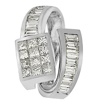14K White Gold 2ctw Princess and Baguette Cut Diamond Double Loop
Pendant w\chain(G-H, VS1-VS2)
