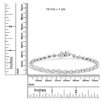 Sterling Silver .10ctw Round-Cut Diamond Pear Link Bracelet