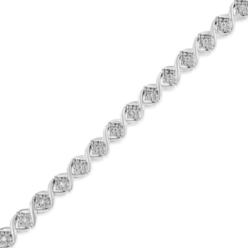 Sterling Silver .25ctw Round-Cut Diamond "X" Link Bracelet