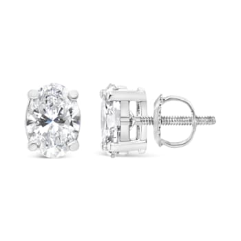 1.00ctw Lab Grown Oval Diamond Solitaire 14K White Gold Stud Earrings