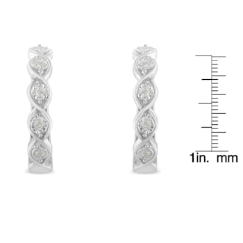 0.10ctw Miracle-Set Diamond Infinity Swirl Sterling Silver Hoop Earrings