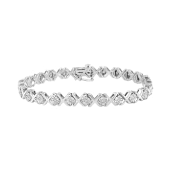 Sterling Silver 1/4 Cttw Diamond "X" Bracelet