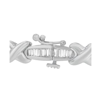 14K White Gold 2.0ctw Baguette-Cut Diamond X-Link Bracelet