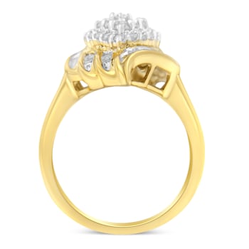 10K Yellow Gold Over Sterling Silver ¾ctw Mixed Cut Diamond Cluster Ring
(I-J Color, I2-I3 Clarity)