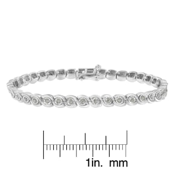 Sterling Silver 1.0ctw Miracle Set Diamond Spiraling Bezel Link Bracelet