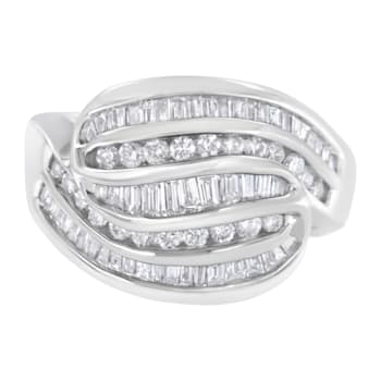 14K White Gold Diamond Bypass Band Ring (1.0ctw, H-I Color, SI1-SI2 Clarity)